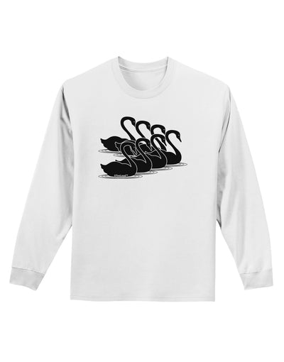 Seven Swans A Swimming Adult Long Sleeve Shirt-Long Sleeve Shirt-TooLoud-White-Small-Davson Sales