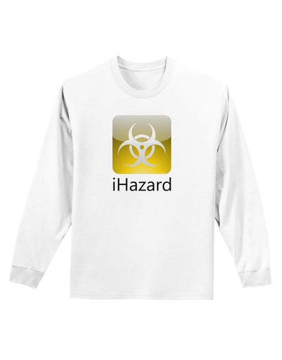 iHazard Logo - Zombie Apocalypse Adult Long Sleeve Shirt-Long Sleeve Shirt-TooLoud-White-Small-Davson Sales