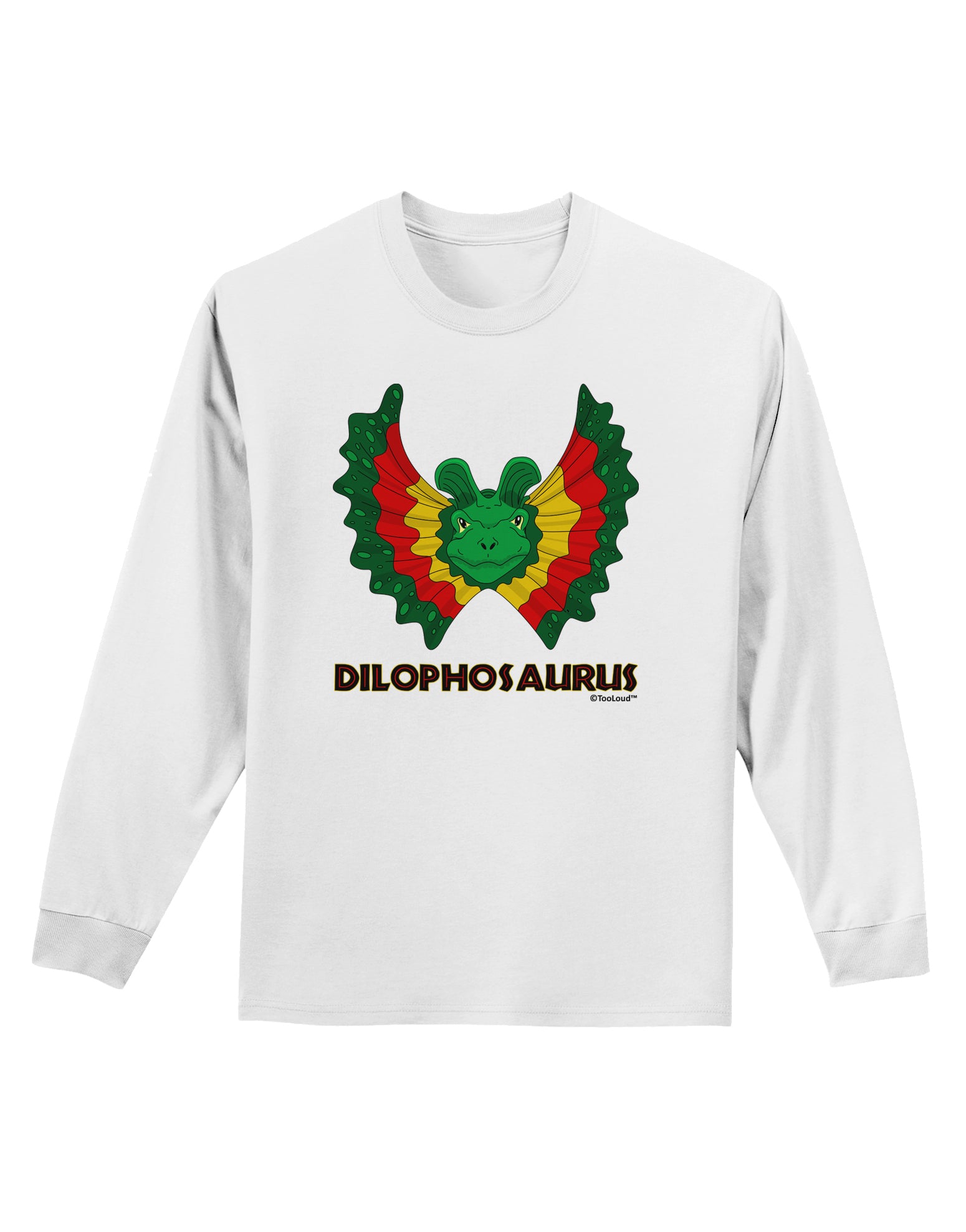 Dilophosaurus Design - Color - Text Adult Long Sleeve Shirt by TooLoud-Long Sleeve Shirt-TooLoud-White-Small-Davson Sales