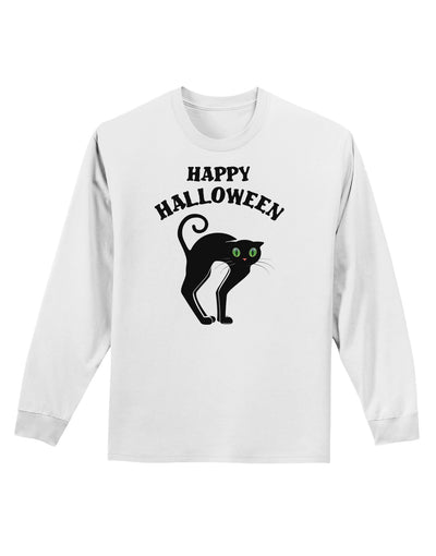 Happy Halloween Cute Black Cat Halloween Adult Long Sleeve Shirt-Long Sleeve Shirt-TooLoud-White-Small-Davson Sales