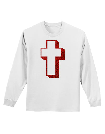 Simple Cross Design Glitter - Red Adult Long Sleeve Shirt by TooLoud-Long Sleeve Shirt-TooLoud-White-Small-Davson Sales