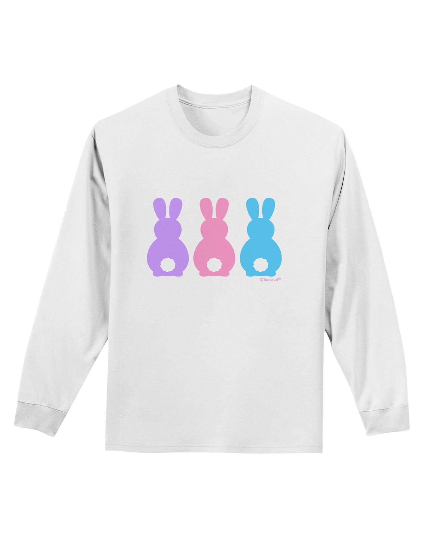 Three Easter Bunnies - Pastels Adult Long Sleeve Shirt by TooLoud-Long Sleeve Shirt-TooLoud-White-Small-Davson Sales