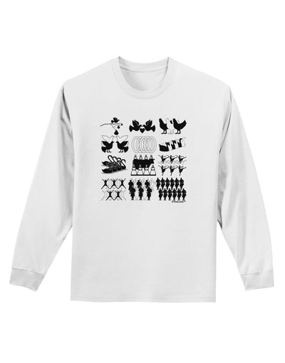 Twelve Days of Christmas Adult Long Sleeve Shirt-Long Sleeve Shirt-TooLoud-White-Small-Davson Sales