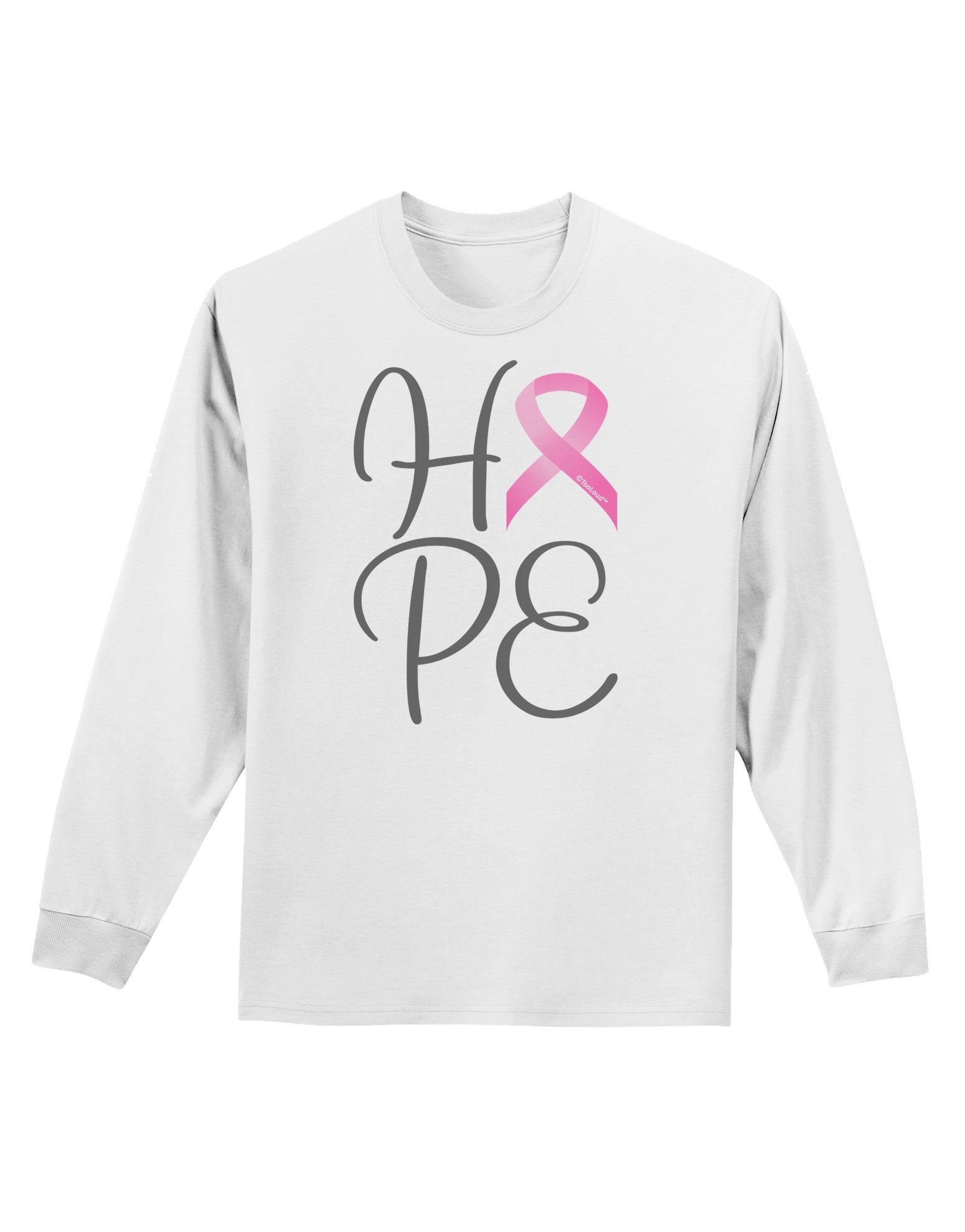 Hope - Breast Cancer Awareness Ribbon Adult Long Sleeve Shirt-Long Sleeve Shirt-TooLoud-White-Small-Davson Sales