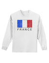 French Flag - France Text Distressed Adult Long Sleeve Shirt by TooLoud-Long Sleeve Shirt-TooLoud-White-Small-Davson Sales