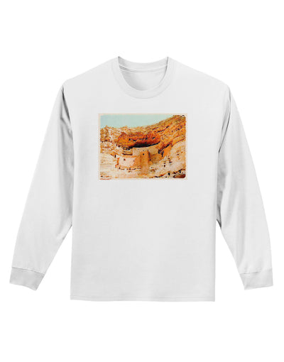 Montezuma Castle Watercolor Adult Long Sleeve Shirt-Long Sleeve Shirt-TooLoud-White-Small-Davson Sales