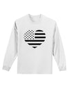 American Flag Heart Design - Stamp Style Adult Long Sleeve Shirt by TooLoud-Long Sleeve Shirt-TooLoud-White-Small-Davson Sales