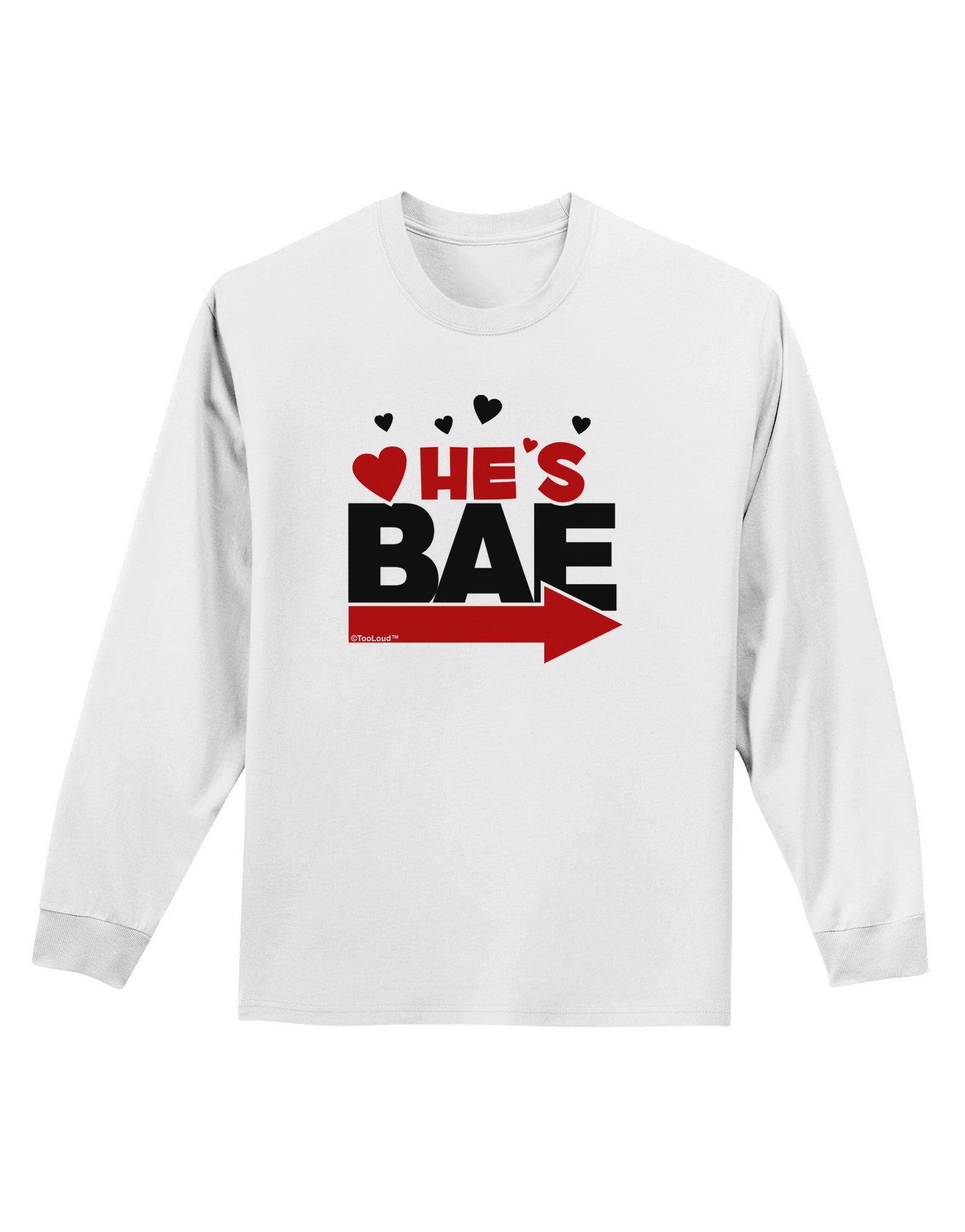 He's BAE - Right Arrow Adult Long Sleeve Shirt-Long Sleeve Shirt-TooLoud-White-Small-Davson Sales