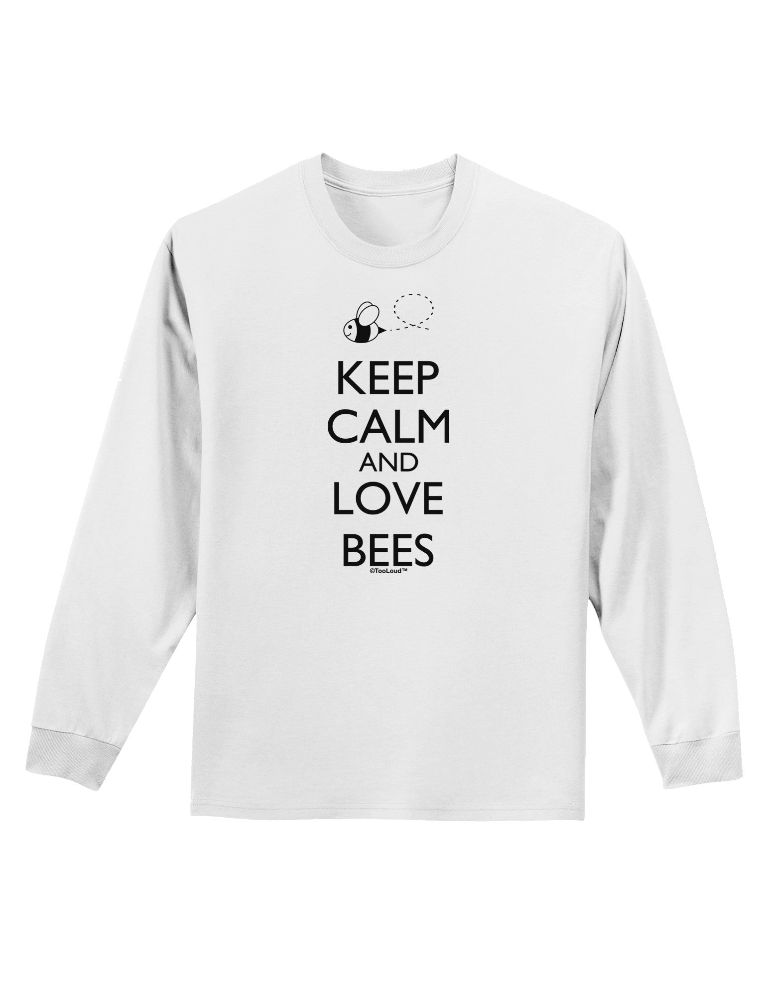 Keep Calm and Love Bees Adult Long Sleeve Shirt-Long Sleeve Shirt-TooLoud-White-Small-Davson Sales