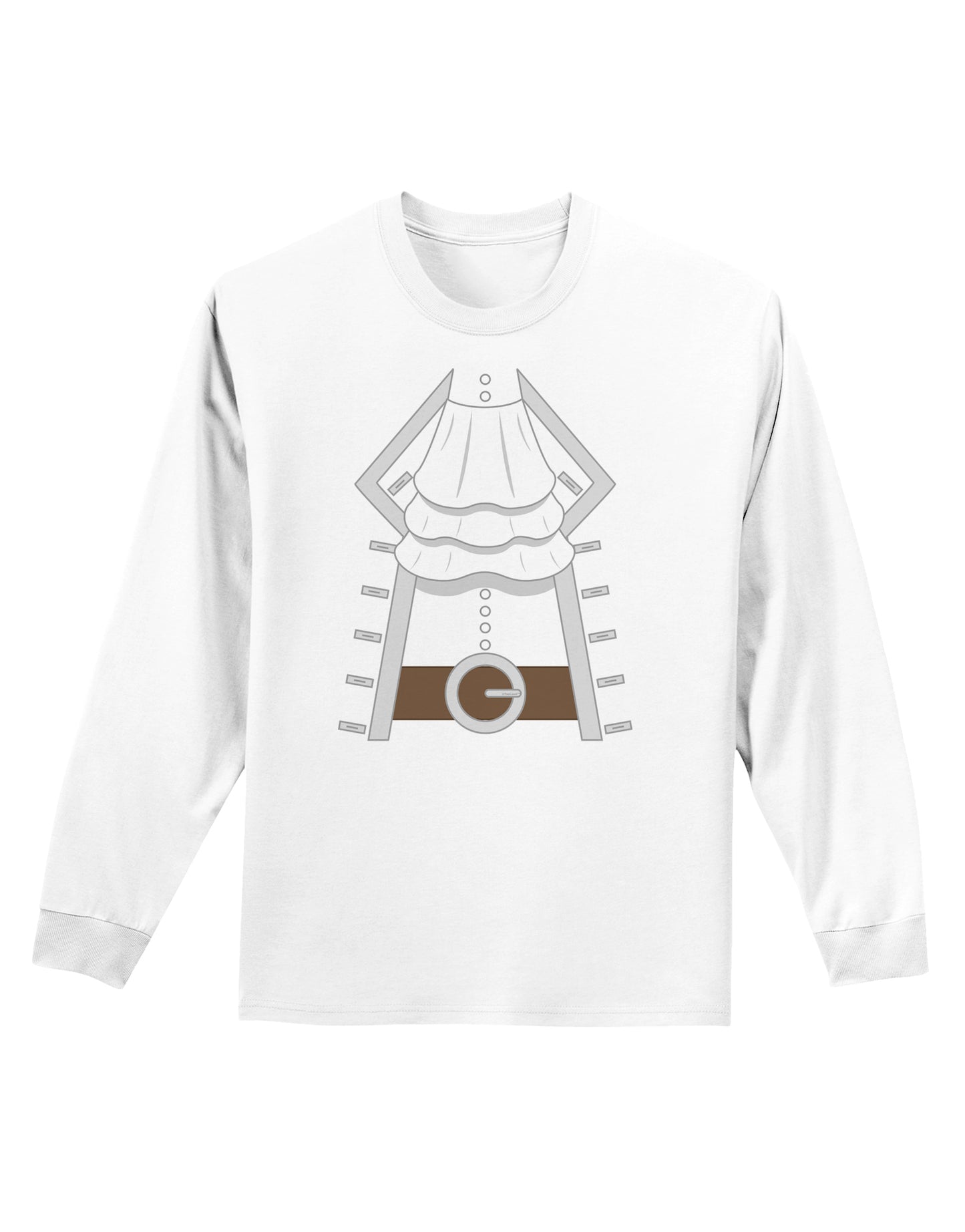 Pirate Captain Costume Silver Adult Long Sleeve Shirt-Long Sleeve Shirt-TooLoud-White-Small-Davson Sales