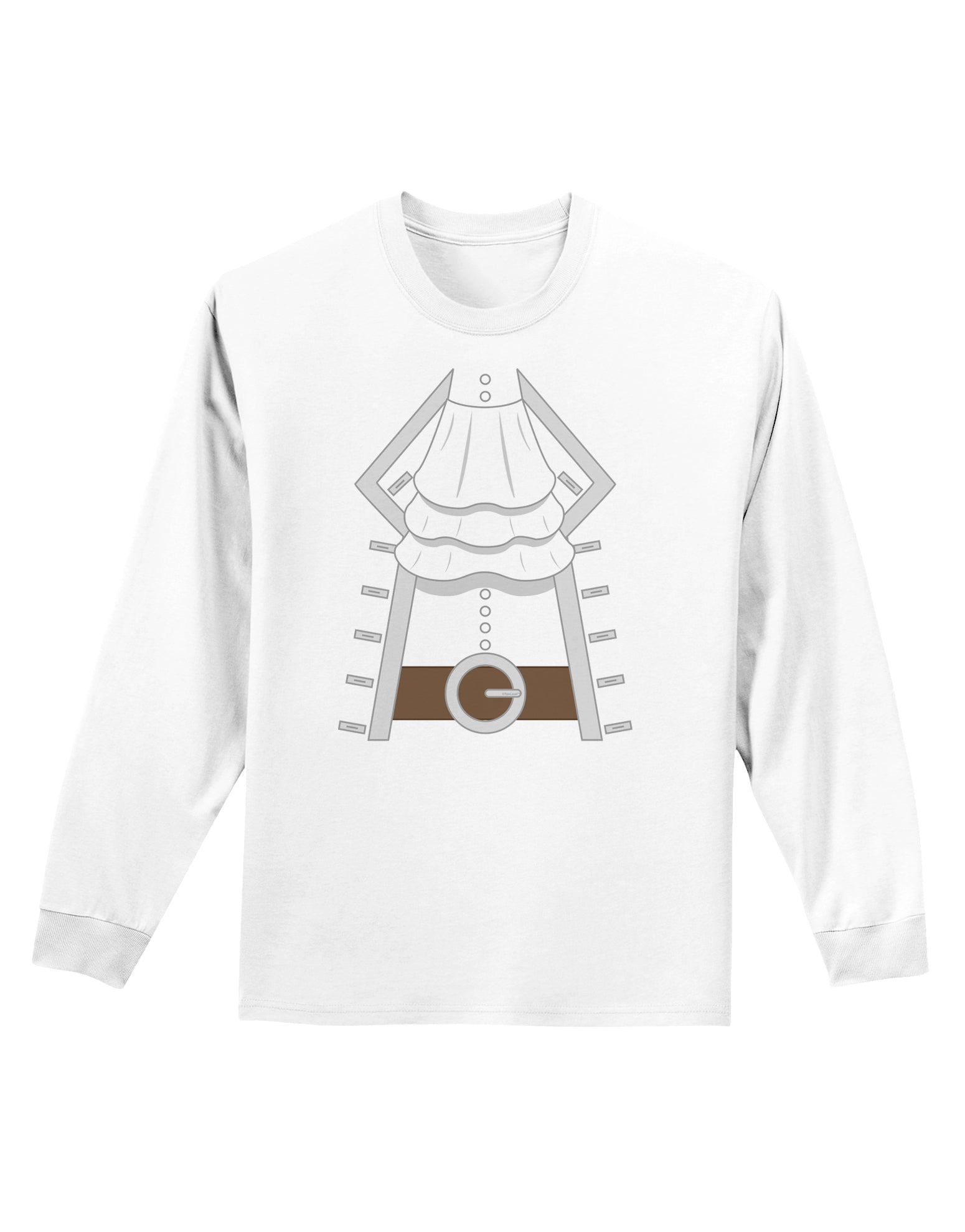 Pirate Captain Costume Silver Adult Long Sleeve Shirt-Long Sleeve Shirt-TooLoud-White-Small-Davson Sales