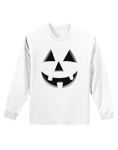 Happy Cute Jack O' Lantern Pumpkin Face Adult Long Sleeve Shirt-Long Sleeve Shirt-TooLoud-White-Small-Davson Sales