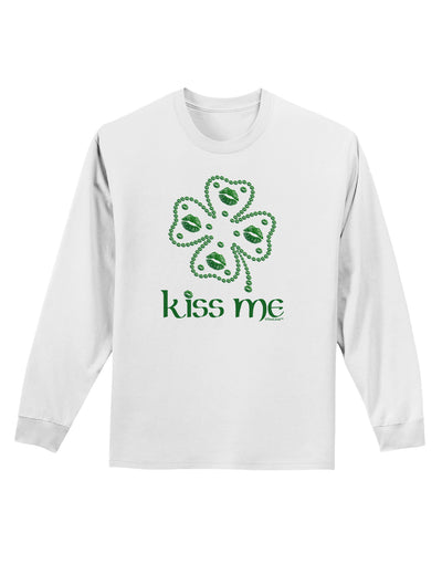 Kiss Me Clover Adult Long Sleeve Shirt-Long Sleeve Shirt-TooLoud-White-Small-Davson Sales