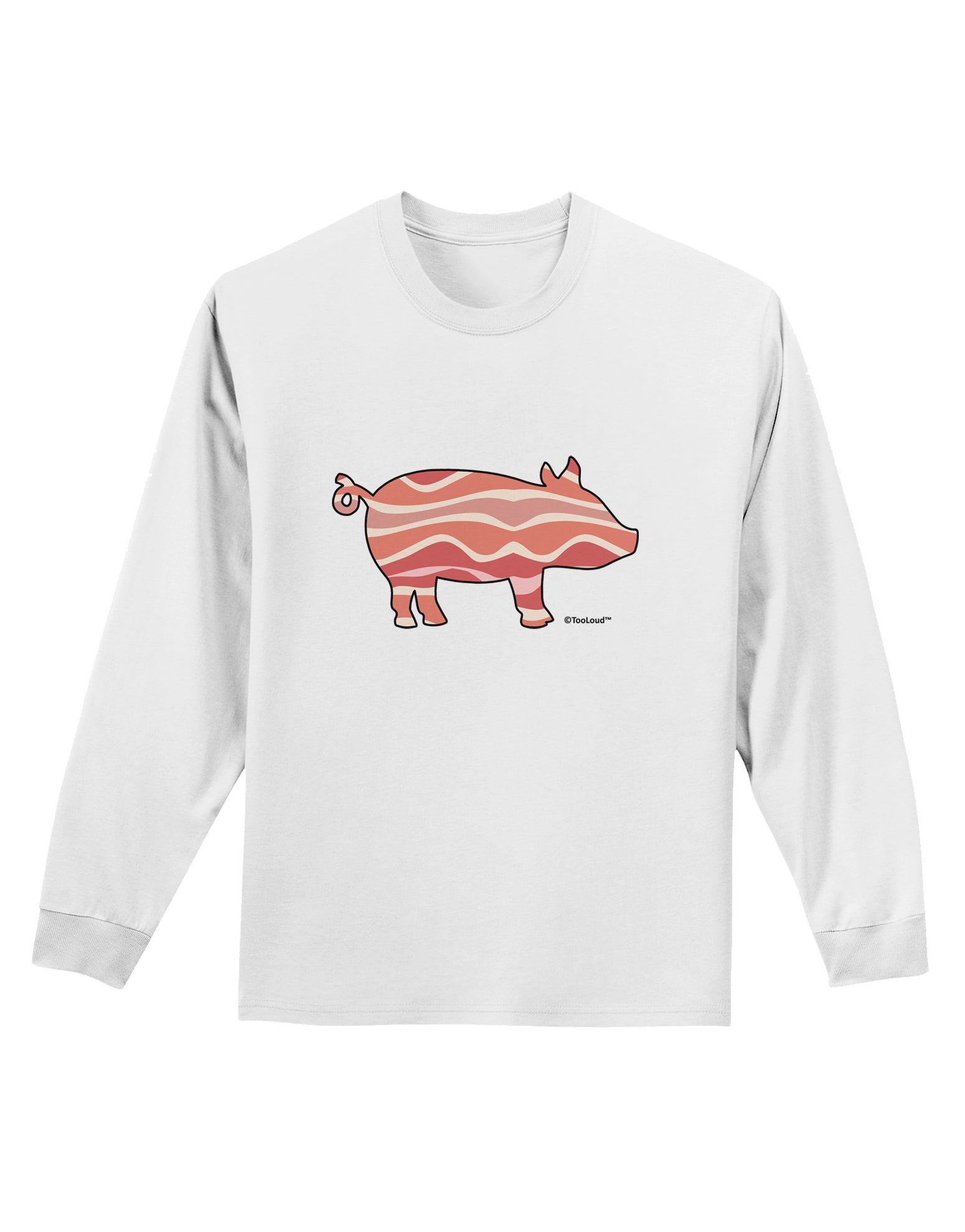 Bacon Pig Silhouette Adult Long Sleeve Shirt by TooLoud-Long Sleeve Shirt-TooLoud-White-Small-Davson Sales