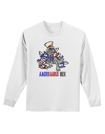 TooLoud AMERISAURUS REX Adult Long Sleeve Shirt-Long Sleeve Shirt-TooLoud-White-Small-Davson Sales