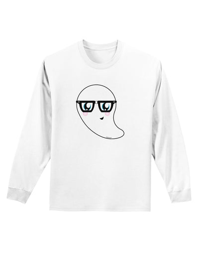 Cute Nerd Ghost Halloween Adult Long Sleeve Shirt-Long Sleeve Shirt-TooLoud-White-Small-Davson Sales