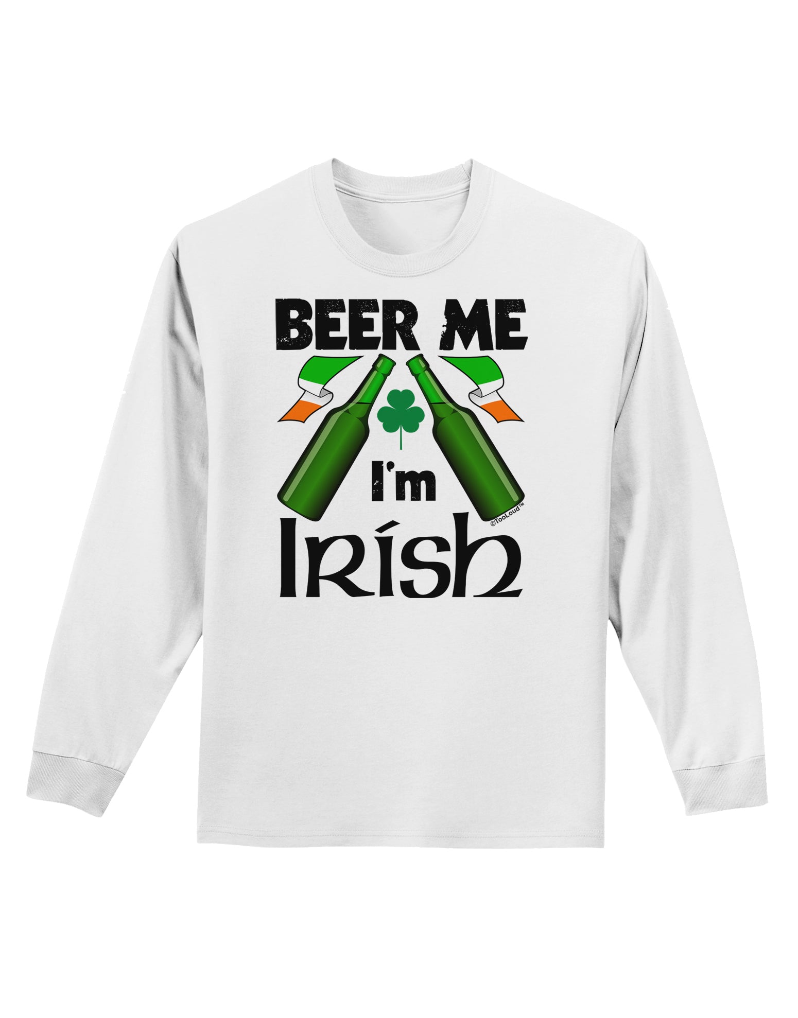 Beer Me I'm Irish Adult Long Sleeve Shirt-Long Sleeve Shirt-TooLoud-White-Small-Davson Sales
