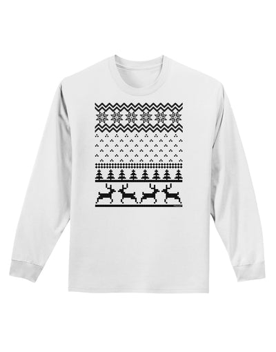 Ugly Christmas Sweater Snowflake Reindeer Pattern Adult Long Sleeve Shirt-Long Sleeve Shirt-TooLoud-White-Small-Davson Sales