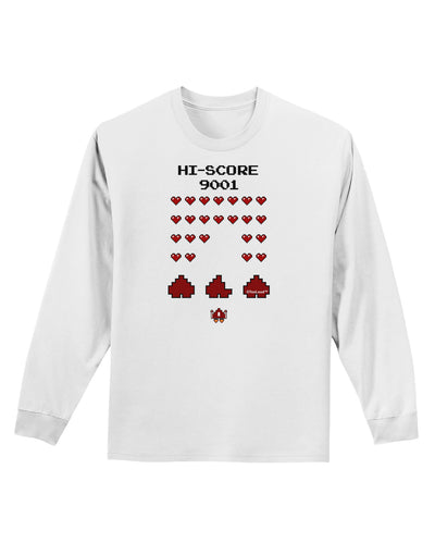 Pixel Heart Invaders Design Adult Long Sleeve Shirt-Long Sleeve Shirt-TooLoud-White-Small-Davson Sales