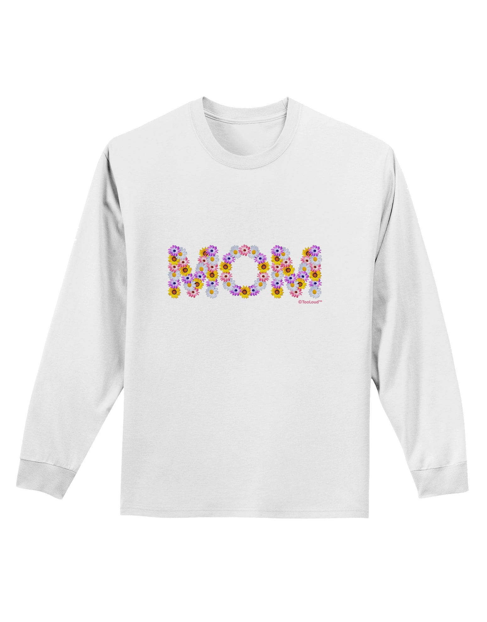 Mom Flowers Design Adult Long Sleeve Shirt by TooLoud-Long Sleeve Shirt-TooLoud-White-Small-Davson Sales