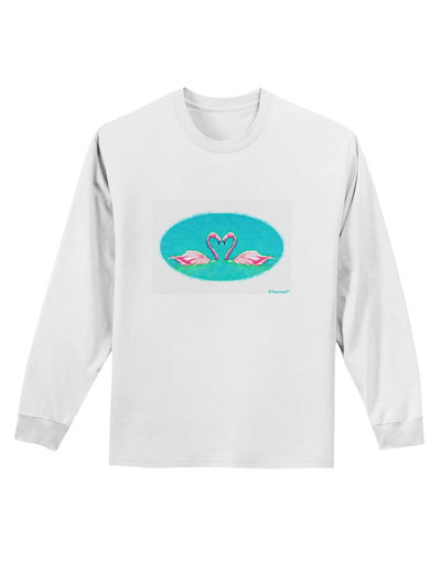 Love Birds - Flamingos Watercolor Adult Long Sleeve Shirt-Long Sleeve Shirt-TooLoud-White-Small-Davson Sales