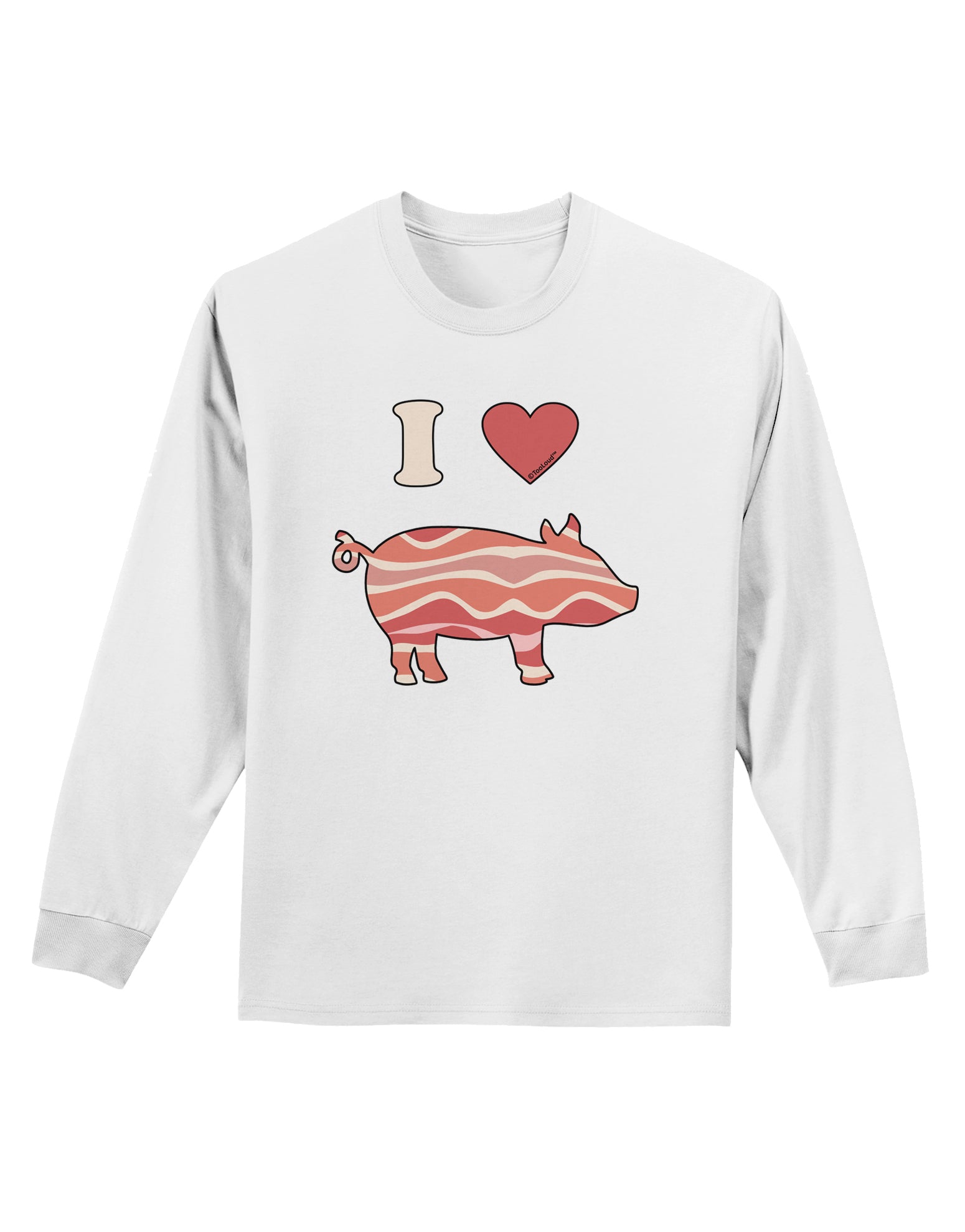 I Heart My Bacon Pig Silhouette Adult Long Sleeve Shirt by TooLoud-Long Sleeve Shirt-TooLoud-White-Small-Davson Sales