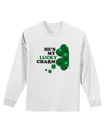 He's My Lucky Charm - Left Adult Long Sleeve Shirt-Long Sleeve Shirt-TooLoud-White-Small-Davson Sales