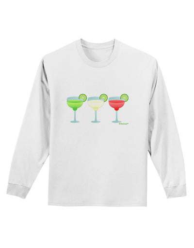 Margaritas - Mexican Flag Colors - Cinco de Mayo Adult Long Sleeve Shirt by TooLoud-Long Sleeve Shirt-TooLoud-White-Small-Davson Sales