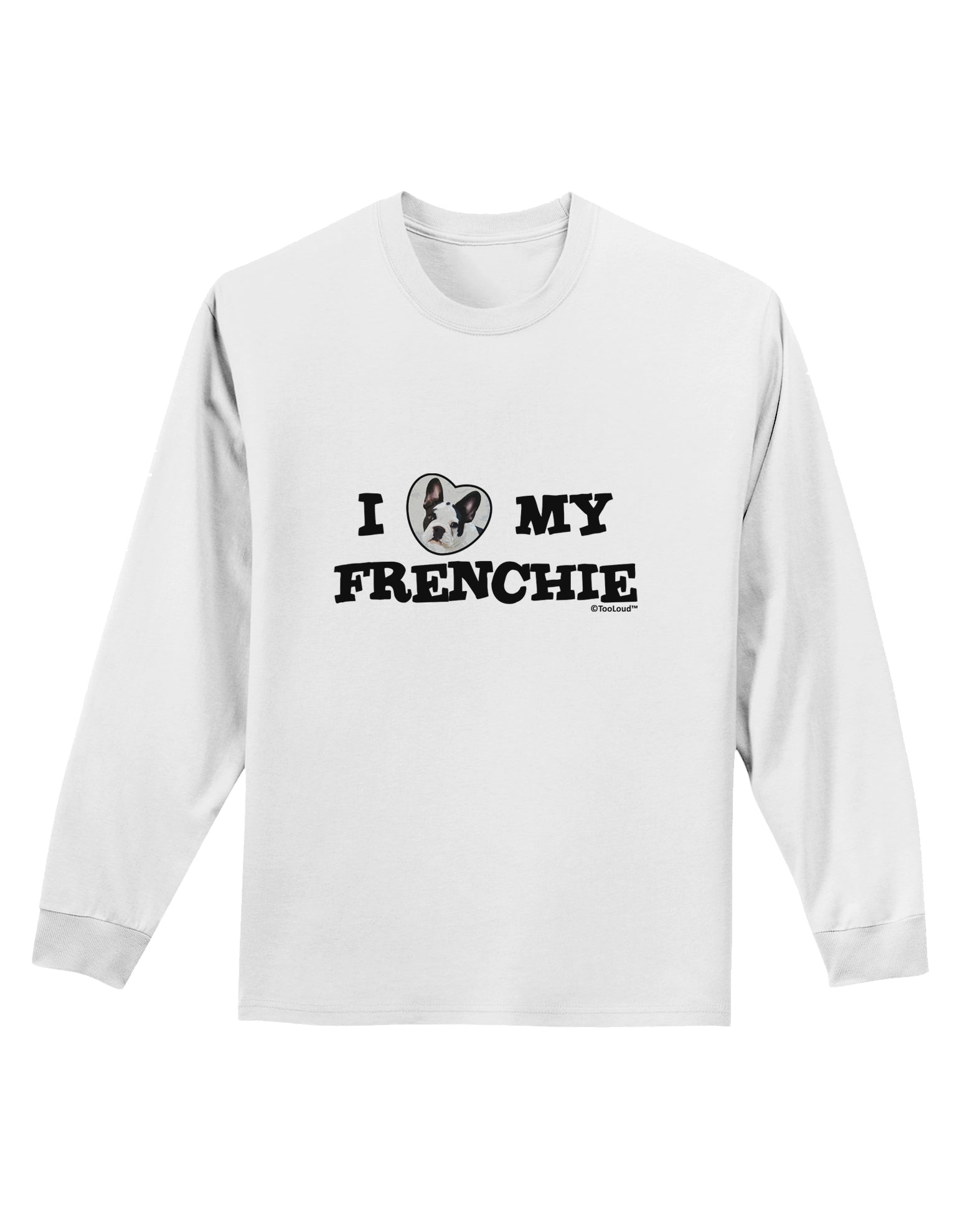 I Heart My Frenchie Adult Long Sleeve Shirt by TooLoud-Long Sleeve Shirt-TooLoud-White-Small-Davson Sales