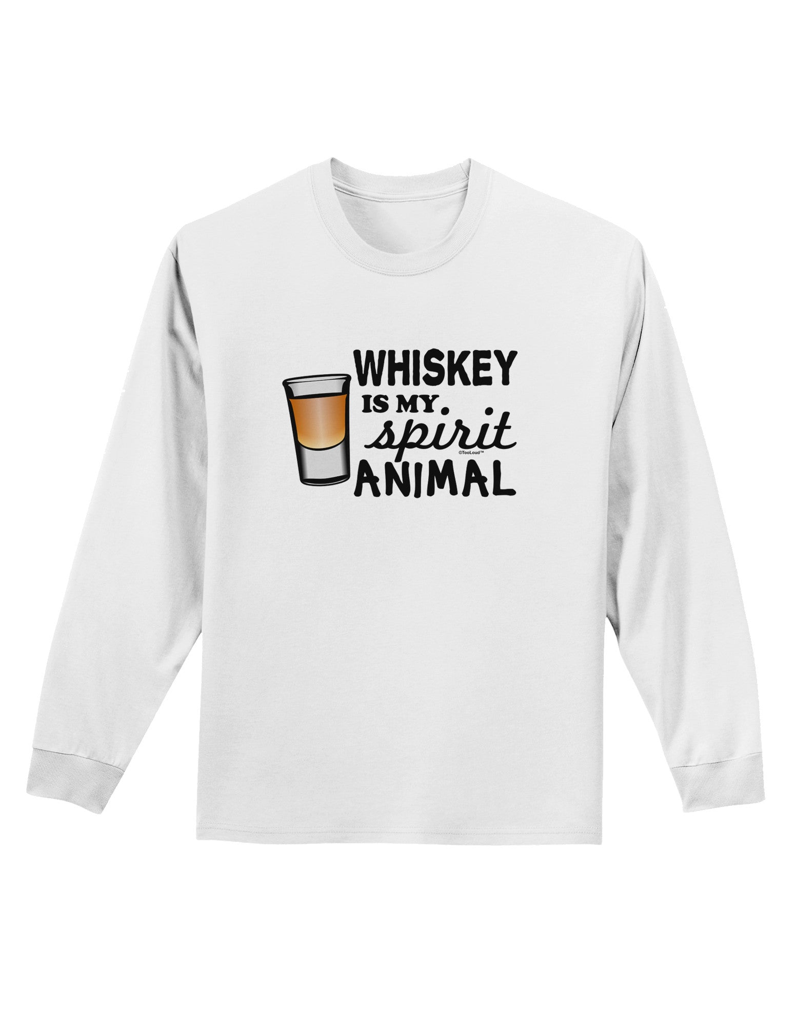 TooLoud Whiskey Is My Spirit Animal Adult Long Sleeve Shirt-Long Sleeve Shirt-TooLoud-White-Small-Davson Sales