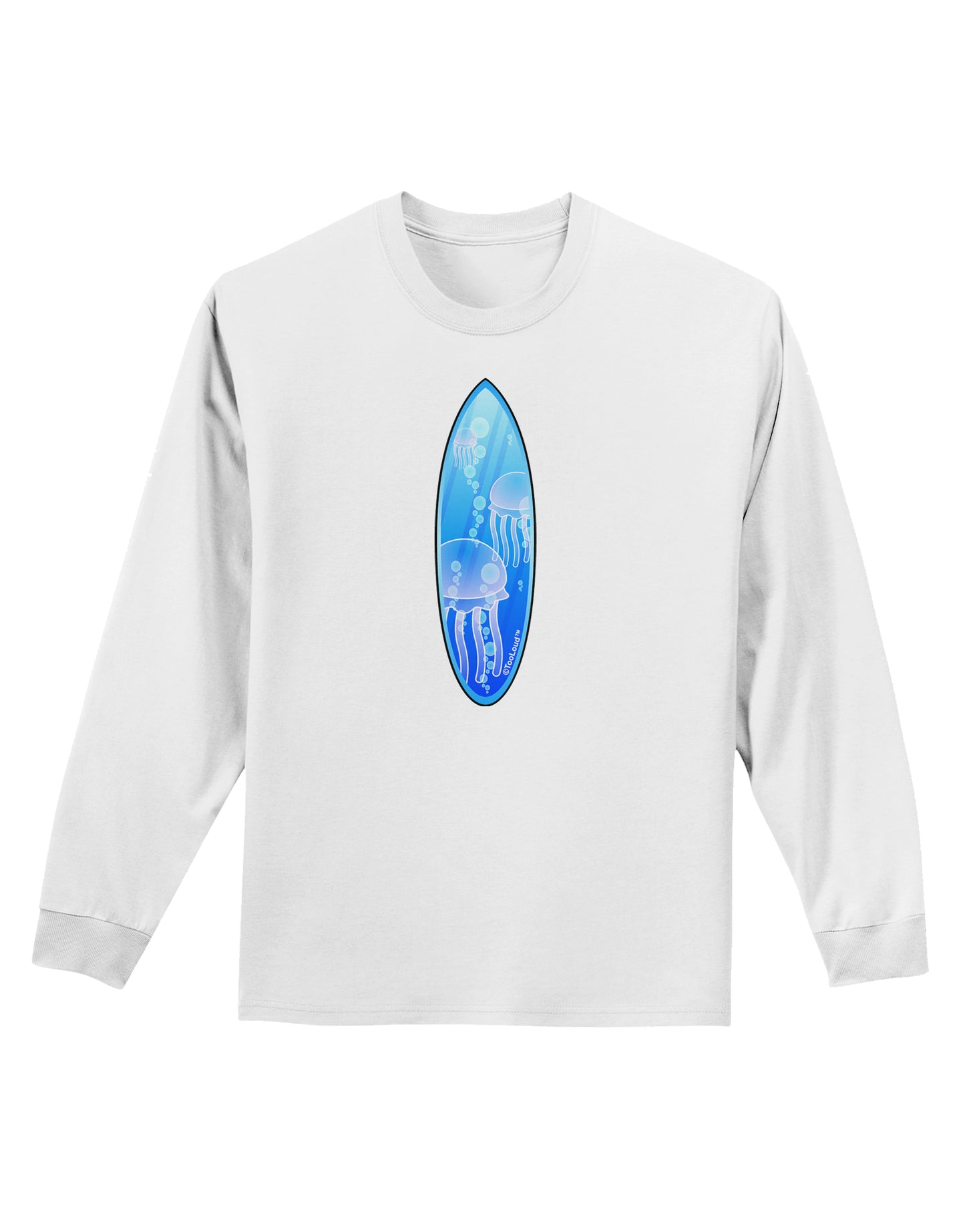 Jellyfish Surfboard Adult Long Sleeve Shirt by TooLoud-Long Sleeve Shirt-TooLoud-White-Small-Davson Sales