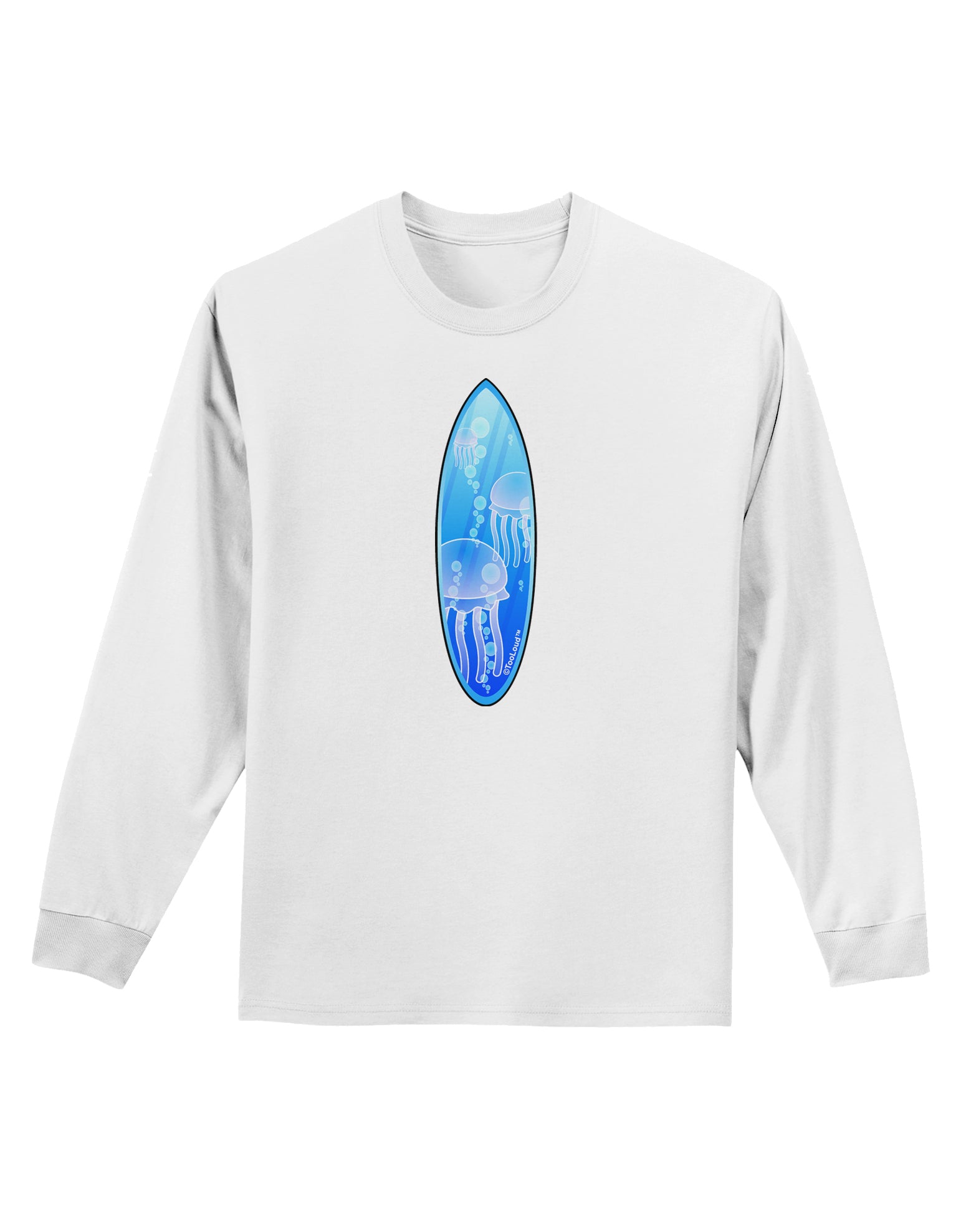 Jellyfish Surfboard Adult Long Sleeve Shirt by TooLoud-Long Sleeve Shirt-TooLoud-White-Small-Davson Sales