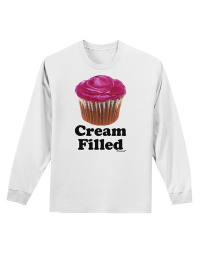 Cream Filled Pink Cupcake Design Adult Long Sleeve Shirt by TooLoud-Long Sleeve Shirt-TooLoud-White-Small-Davson Sales