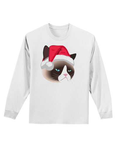 Santa Hat Disgruntled Siamese Cat Adult Long Sleeve Shirt by-Long Sleeve Shirt-TooLoud-White-Small-Davson Sales