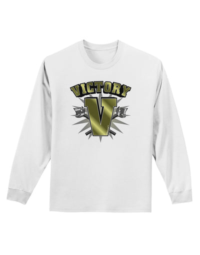 Victory V Adult Long Sleeve Shirt-Long Sleeve Shirt-TooLoud-White-Small-Davson Sales