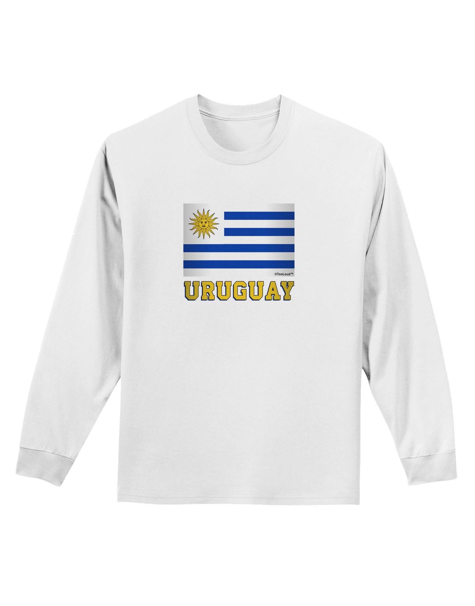 Uruguay Flag Adult Long Sleeve Shirt-Long Sleeve Shirt-TooLoud-White-Small-Davson Sales