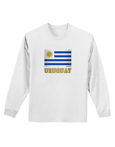 Uruguay Flag Adult Long Sleeve Shirt-Long Sleeve Shirt-TooLoud-White-Small-Davson Sales