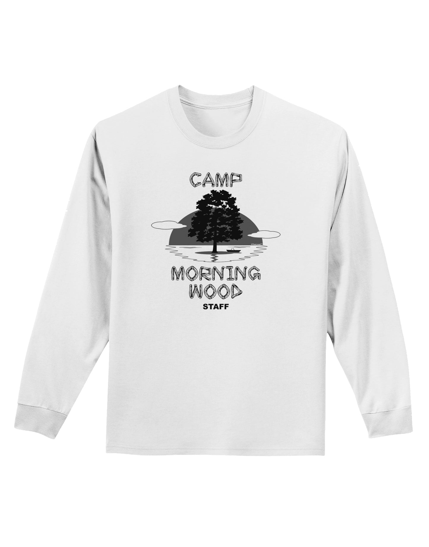 Camp Morning Wood Staff - B&W Adult Long Sleeve Shirt-Long Sleeve Shirt-TooLoud-White-Small-Davson Sales