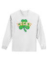 Lucky Shamrock Design Distressed Adult Long Sleeve Shirt by TooLoud-Long Sleeve Shirt-TooLoud-White-Small-Davson Sales