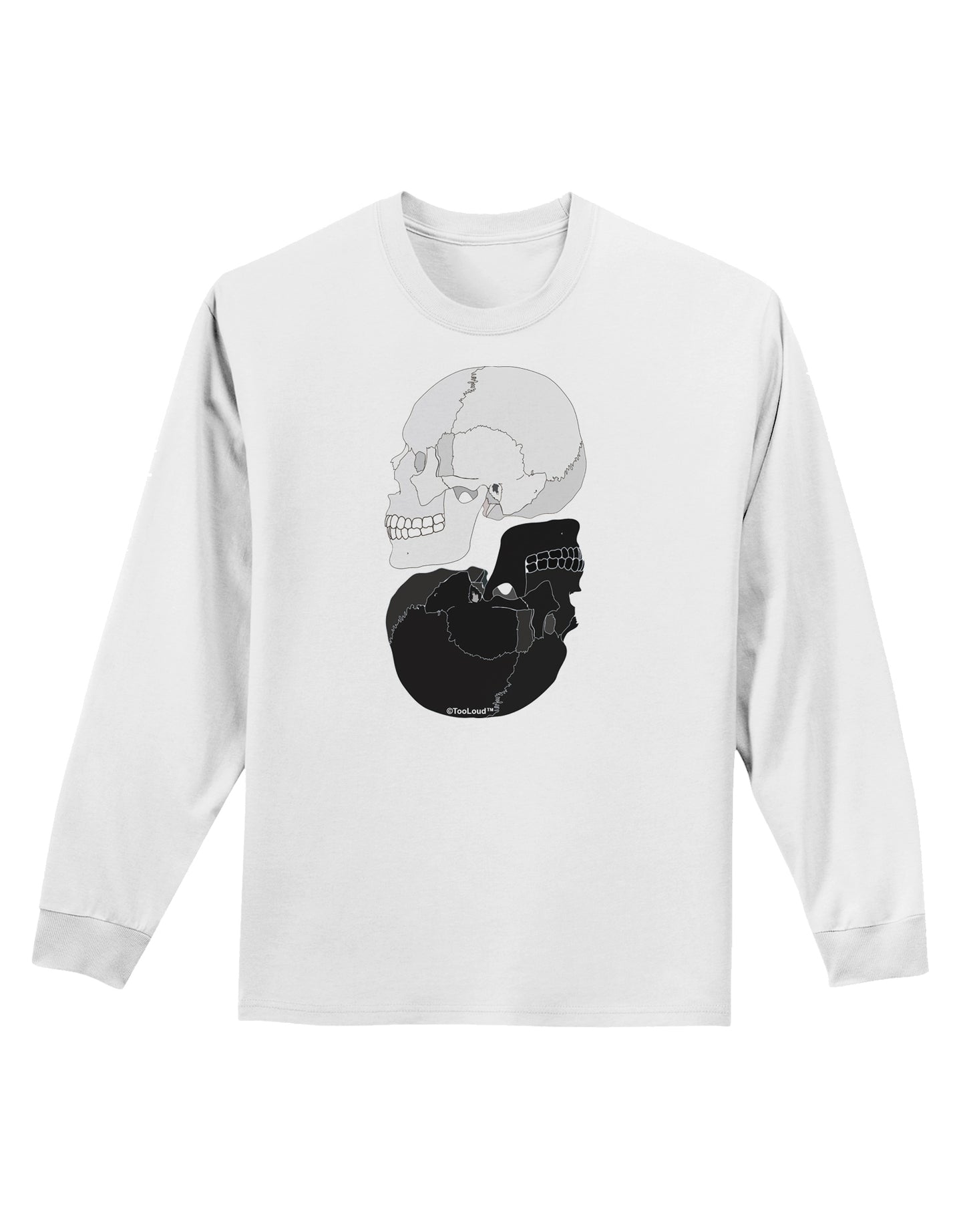 White And Black Inverted Skulls Adult Long Sleeve Shirt by TooLoud-Long Sleeve Shirt-TooLoud-White-Small-Davson Sales