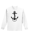 Distressed Nautical Sailor Rope Anchor Adult Long Sleeve Shirt-Long Sleeve Shirt-TooLoud-White-Small-Davson Sales