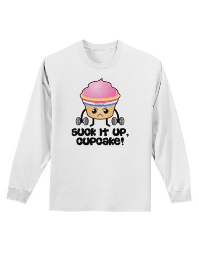 Suck It Up Cupcake Design Adult Long Sleeve Shirt by TooLoud-Long Sleeve Shirt-TooLoud-White-Small-Davson Sales