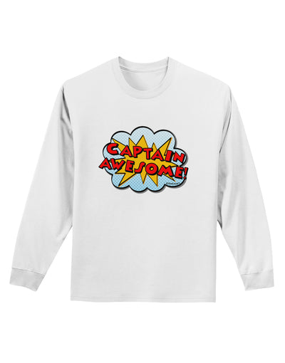 Captain Awesome - Superhero Style Adult Long Sleeve Shirt by TooLoud-Long Sleeve Shirt-TooLoud-White-Small-Davson Sales