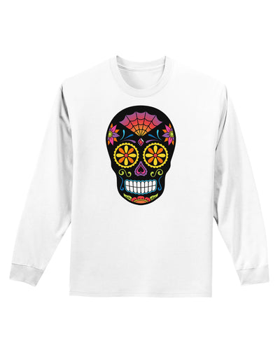 Version 2 Black Day of the Dead Calavera Adult Long Sleeve Shirt-Long Sleeve Shirt-TooLoud-White-Small-Davson Sales