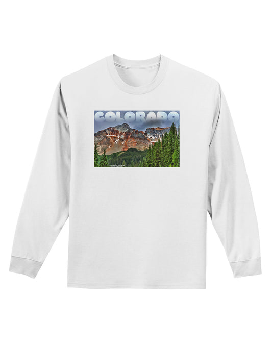 Colorado Mountains Forrest Text Adult Long Sleeve Shirt-Long Sleeve Shirt-TooLoud-White-Small-Davson Sales