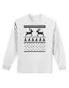 Ugly Christmas Sweater Reindeer Pattern Adult Long Sleeve Shirt-Long Sleeve Shirt-TooLoud-White-Small-Davson Sales