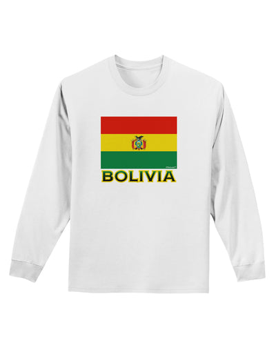 Bolivia Flag Adult Long Sleeve Shirt-Long Sleeve Shirt-TooLoud-White-Small-Davson Sales