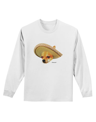 Chihuahua Dog with Sombrero - Patchwork Design Adult Long Sleeve Shirt by TooLoud-Long Sleeve Shirt-TooLoud-White-Small-Davson Sales