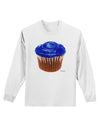 Giant Bright Blue Cupcake Adult Long Sleeve Shirt by TooLoud-Long Sleeve Shirt-TooLoud-White-Small-Davson Sales