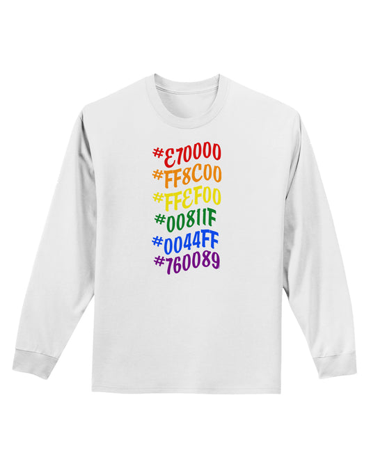 TooLoud Pride Flag Hex Code Adult Long Sleeve Shirt-Long Sleeve Shirt-TooLoud-White-Small-Davson Sales